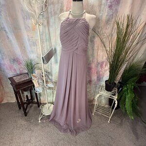 NEW 📌Azazie Pleated Keyhole Back Halter Neckline Chiffon Bridesmaid -Prom Dress
